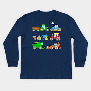 Tractor Farm Vehicles Kids Long Sleeve T-Shirt